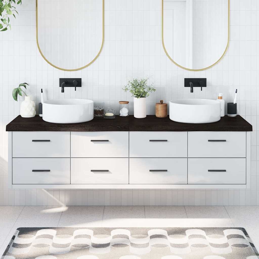 Kupaonska radna ploča tamnosmeđa 200x60x(2-6) cm tretirano drvo