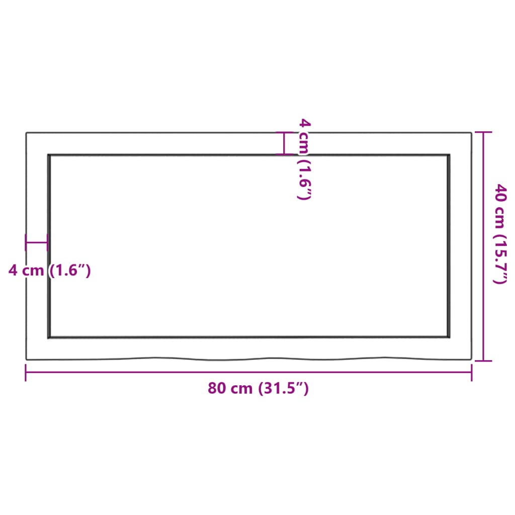 Stolna ploča 80x40x(2-4) cm od netretirane masivne hrastovine
