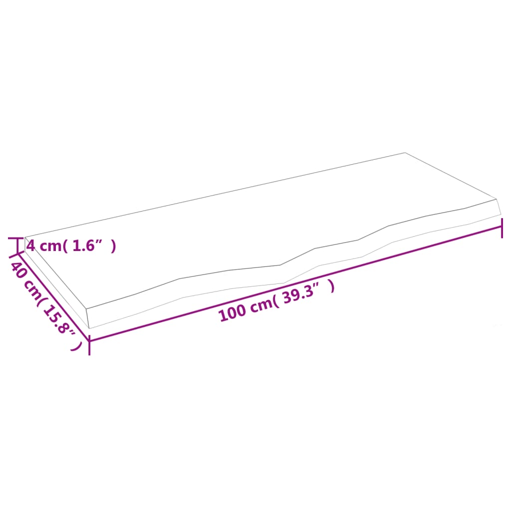 Stolna ploča 100x40x(2-4) cm od netretirane masivne hrastovine