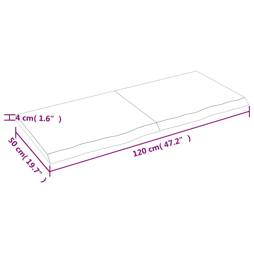 Stolna ploča svjetlosmeđa 120x50x(2-4) cm tretirana hrastovina