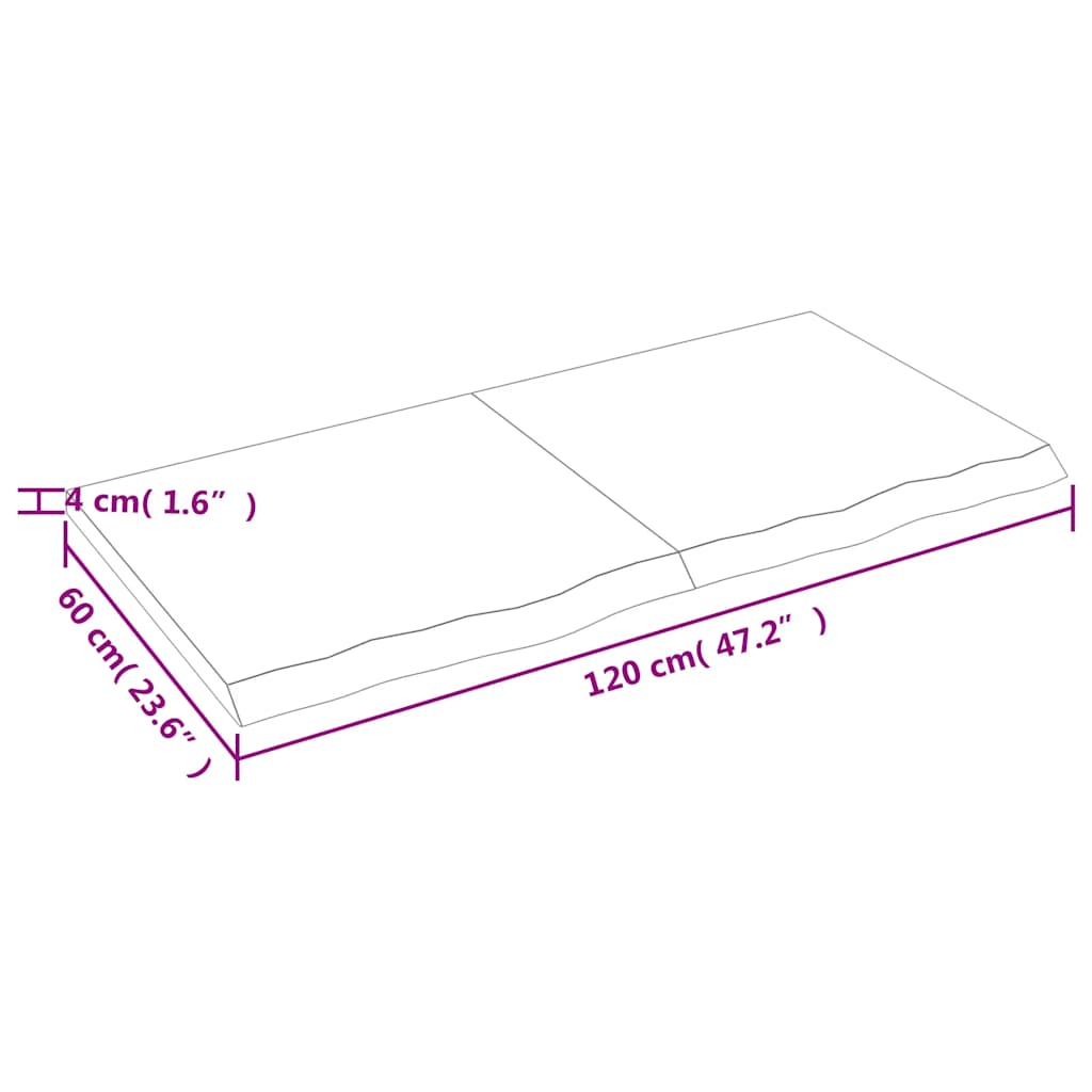 Stolna ploča svjetlosmeđa 120x60x(2-4) cm tretirana hrastovina