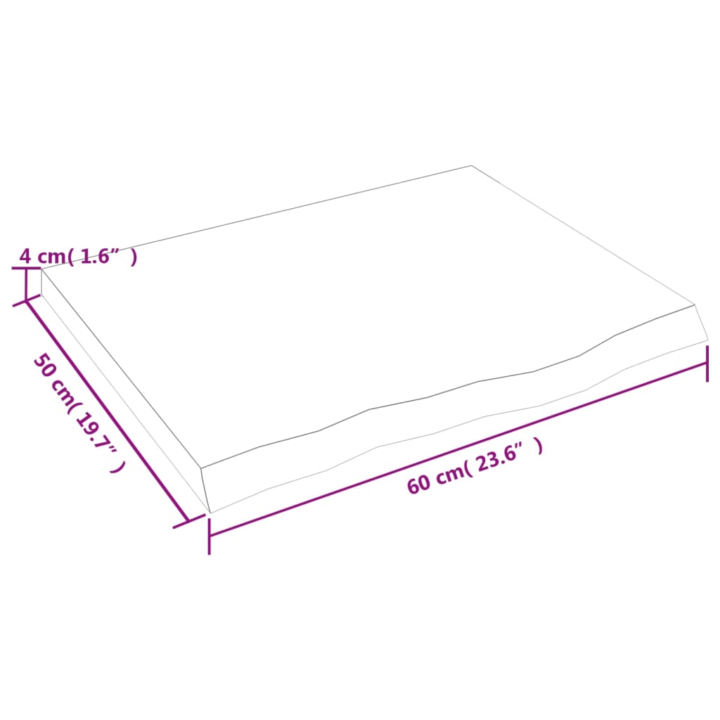 Stolna ploča tamnosmeđa 60x50x(2-4) cm obrađena masivna hrast