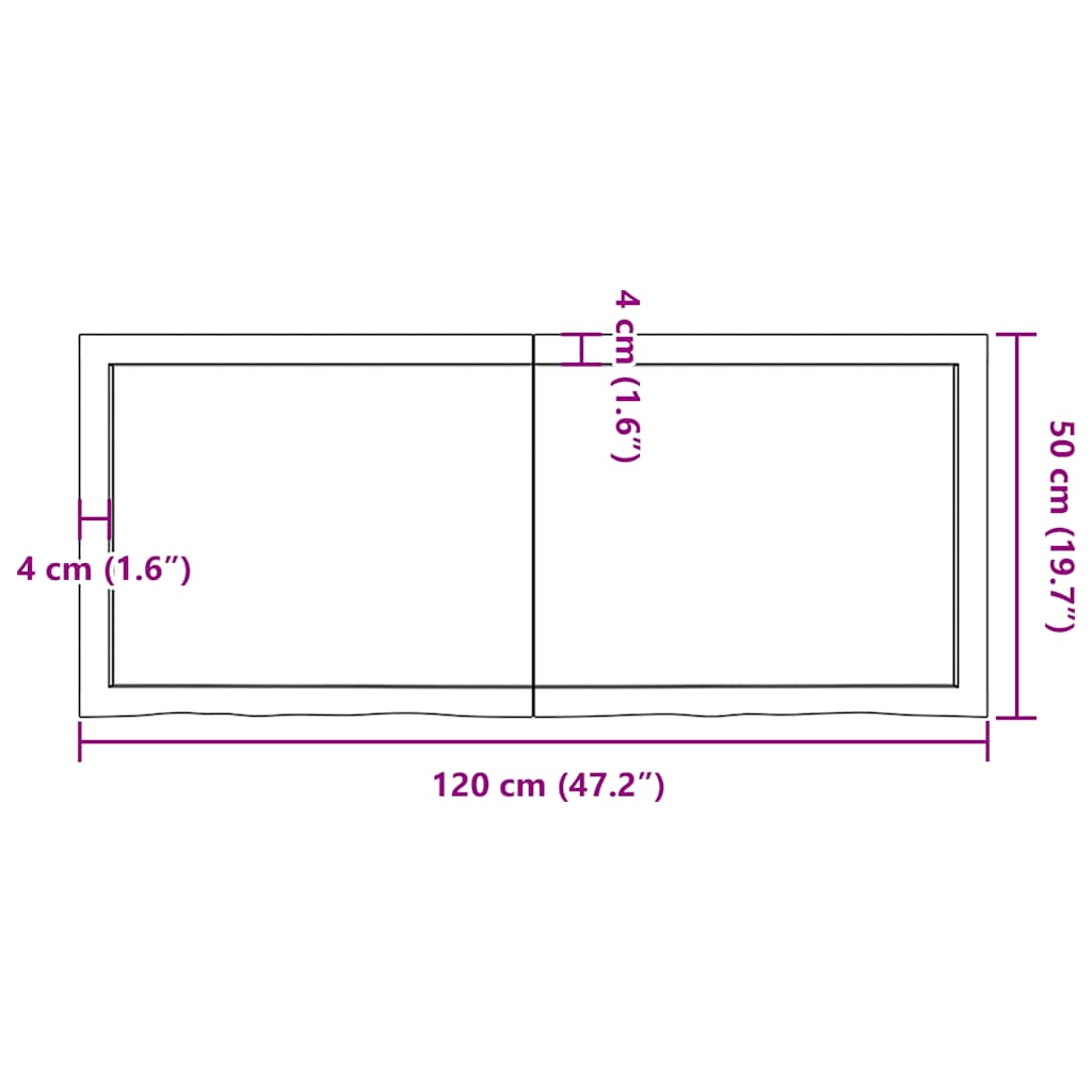 Stolna ploča tamnosmeđa 120x50x(2-6) cm obrađeni masivni hrast
