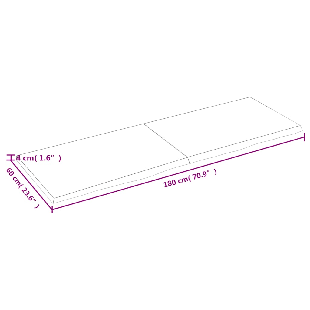 Stolna ploča tamnosmeđa 180x60x(2-4) cm obrađena masivna hrast