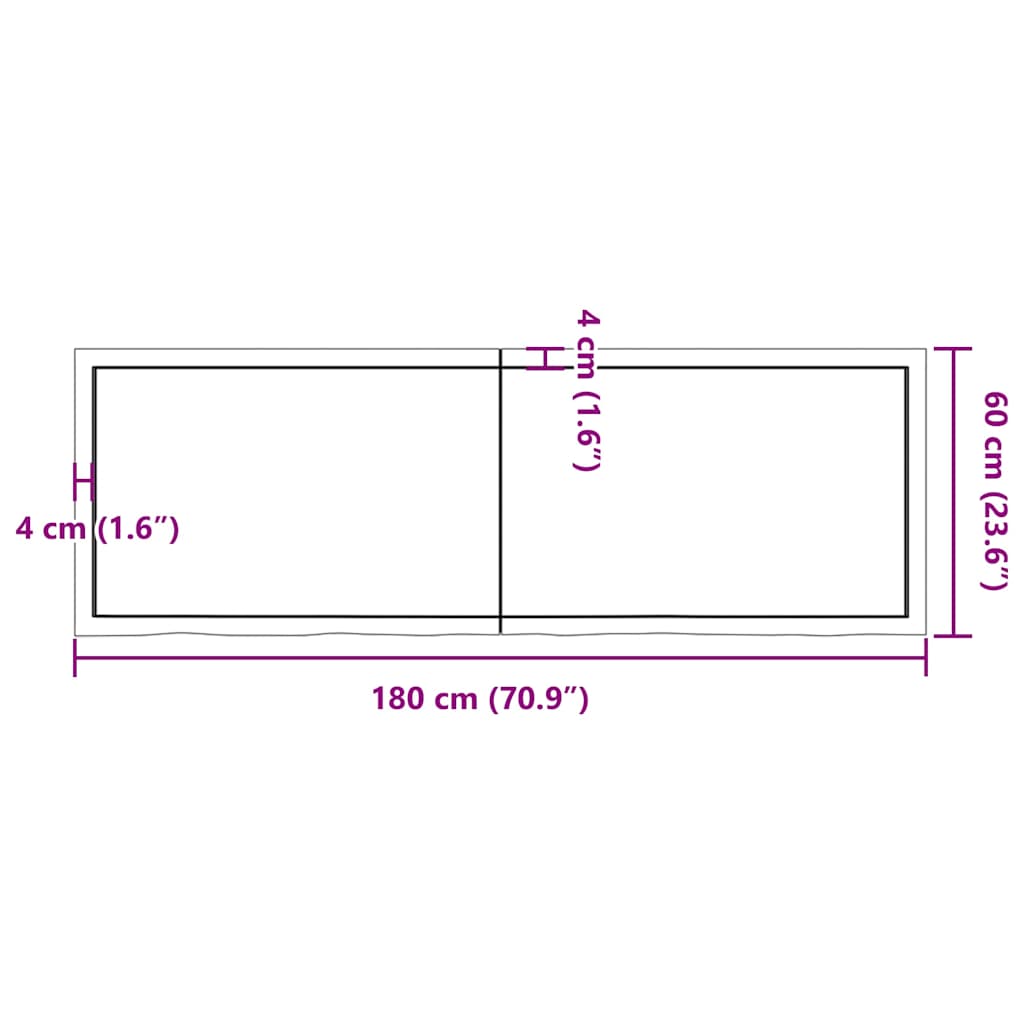 Stolna ploča tamnosmeđa 180x60x(2-6) cm obrađena masivna hrast