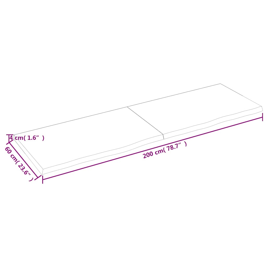 Stolna ploča tamnosmeđa 200x60x(2-4) cm obrađena masivna hrast