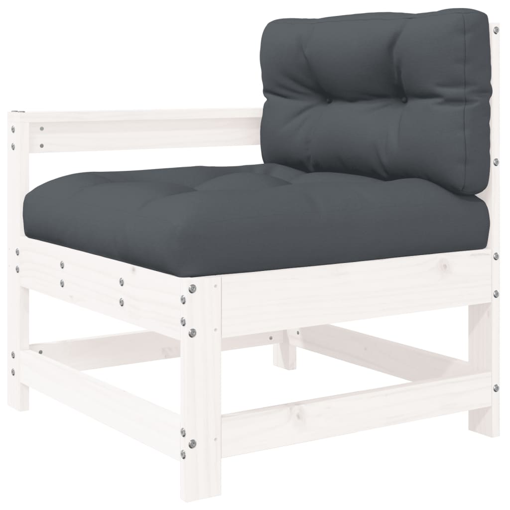 7-dijelna vrtna garnitura s jastucima bijela od masivnog drva