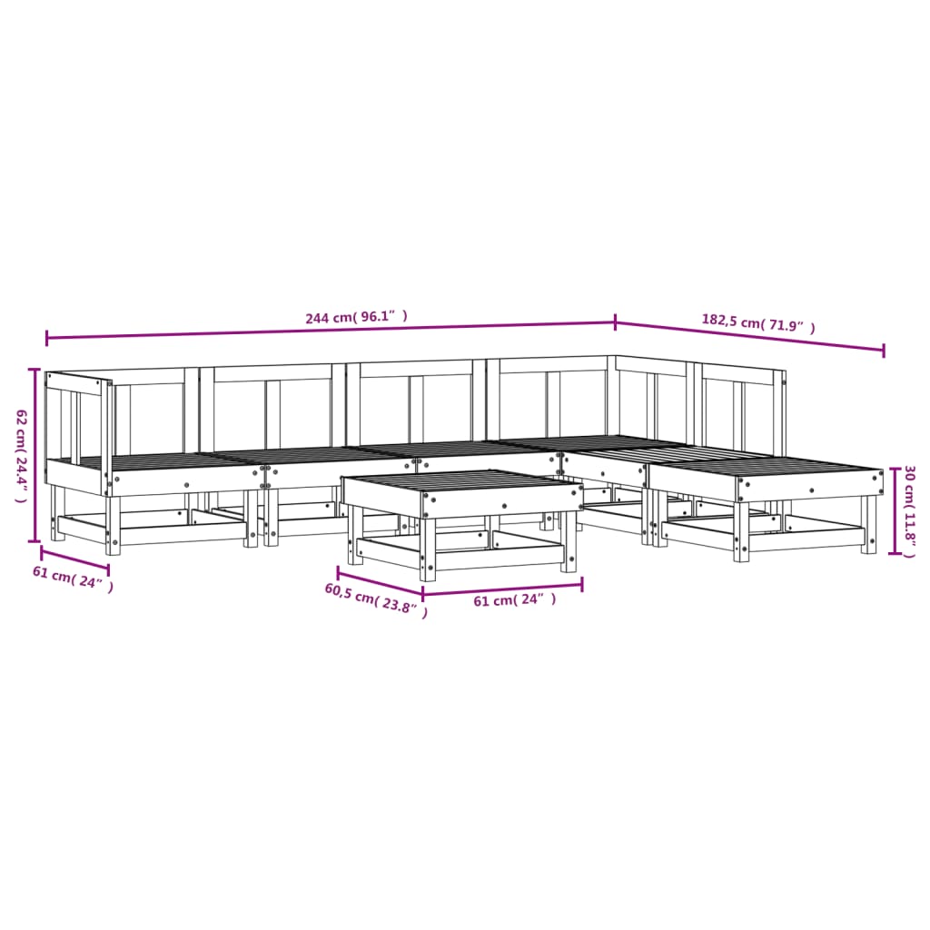 7-dijelna vrtna garnitura od masivne borovine