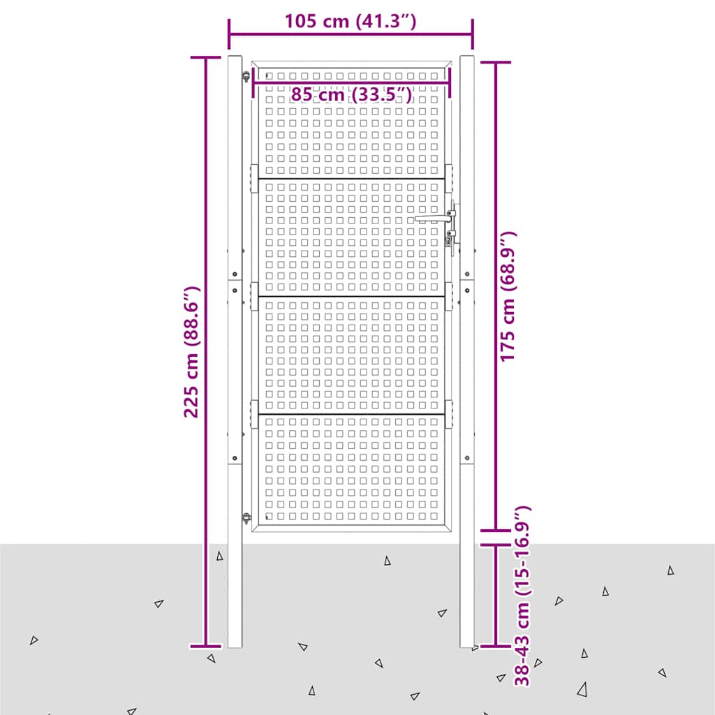 Vrtna vrata antracit 100x175 cm čelik