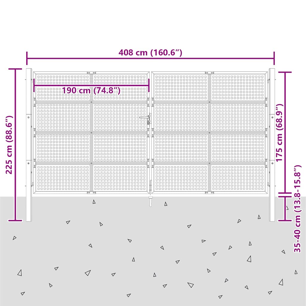 Vrtna vrata antracit 400x175 cm čelik