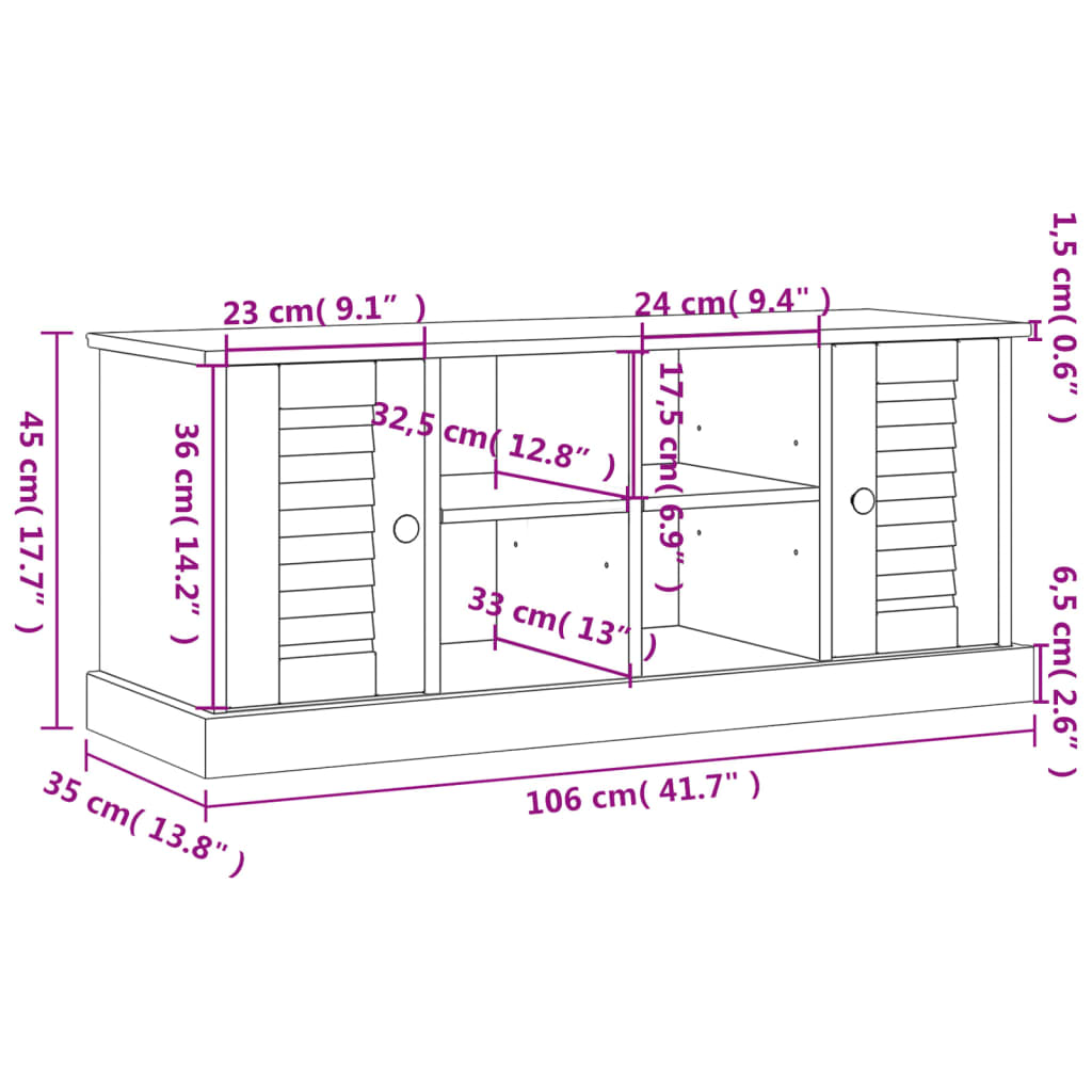 Klupa za cipele VIGO 106 x 35 x 45 cm od masivne borovine