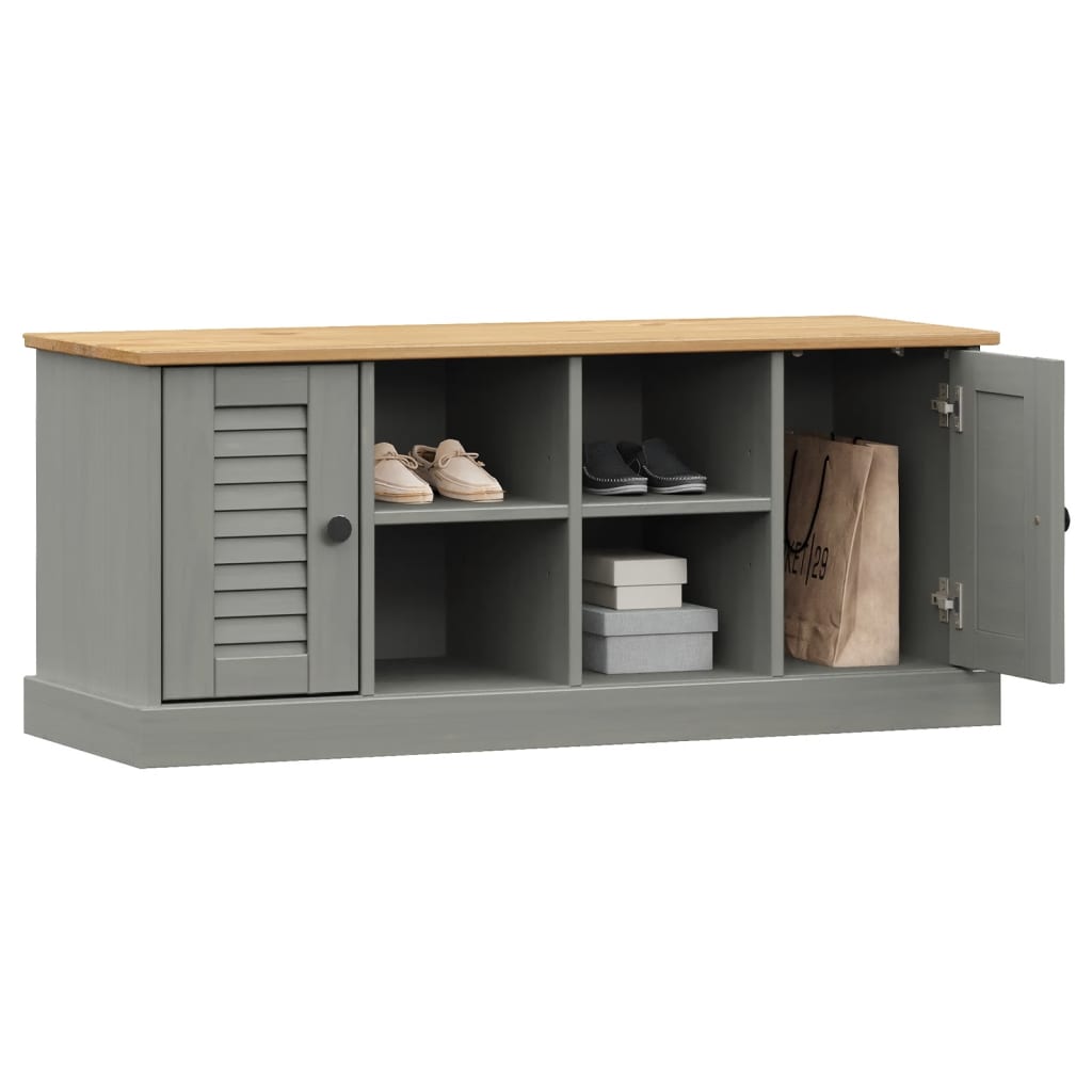 Klupa za cipele VIGO siva 106 x 35 x 45 cm od masivne borovine