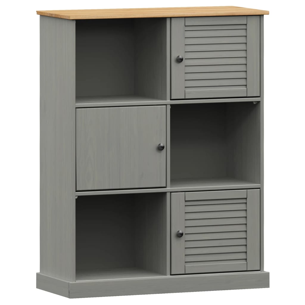 Regal za knjige VIGO sivi 90x35x114,5 cm od masivne borovine