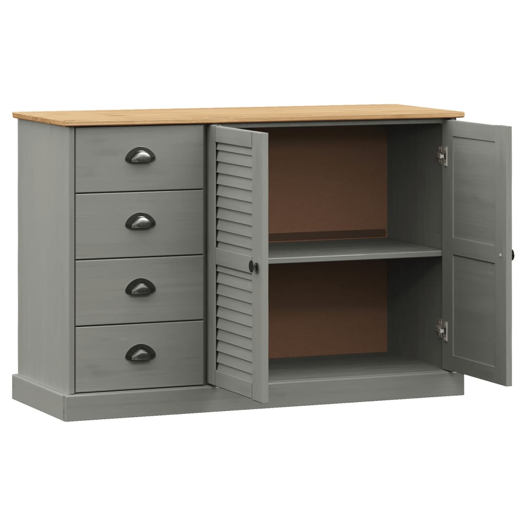 Komoda s ladicama VIGO 113x40x75 cm siva od masivne borovine