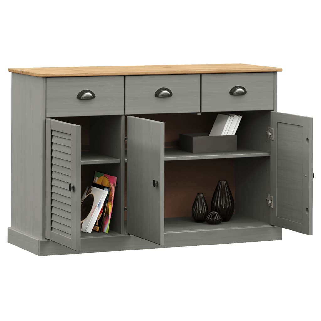 Komoda s ladicama VIGO 113x40x75 cm siva od masivne borovine