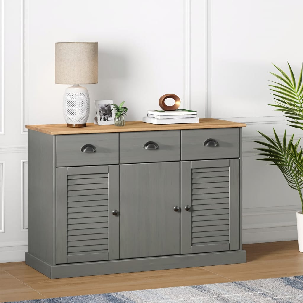 Komoda s ladicama VIGO 113x40x75 cm siva od masivne borovine