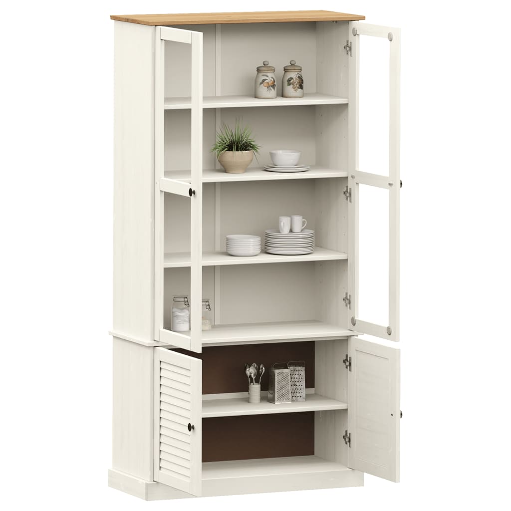 Vitrina sa staklom VIGO bijela 85x35x170 cm od masivne borovine