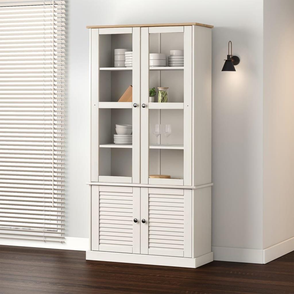 Vitrina sa staklom VIGO bijela 85x35x170 cm od masivne borovine