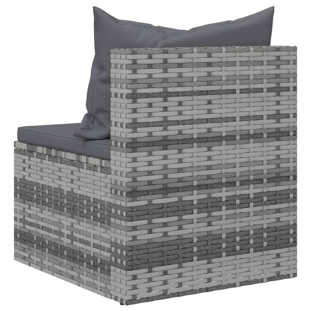 4-dijelni set vrtnih sofa od poliratana s jastucima sivi