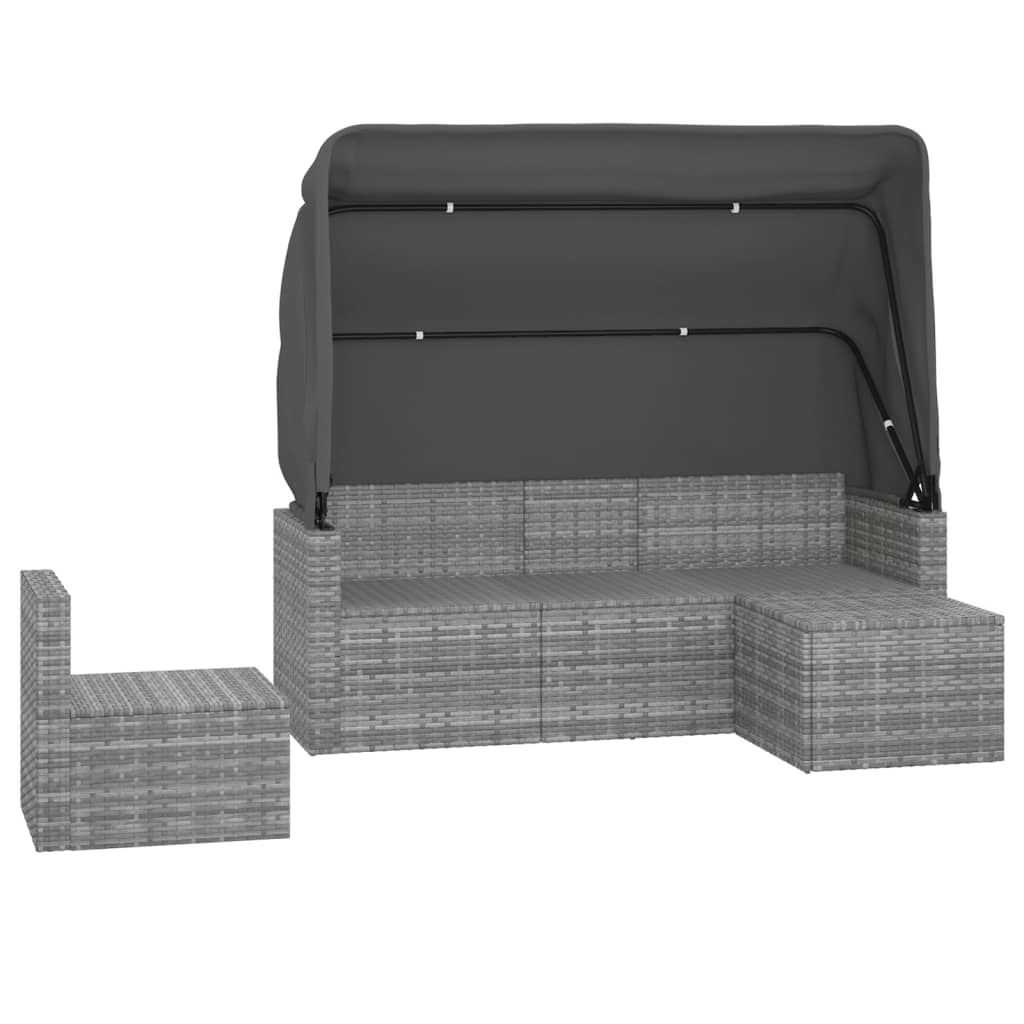 4-dijelni set vrtnih sofa od poliratana s jastucima sivi