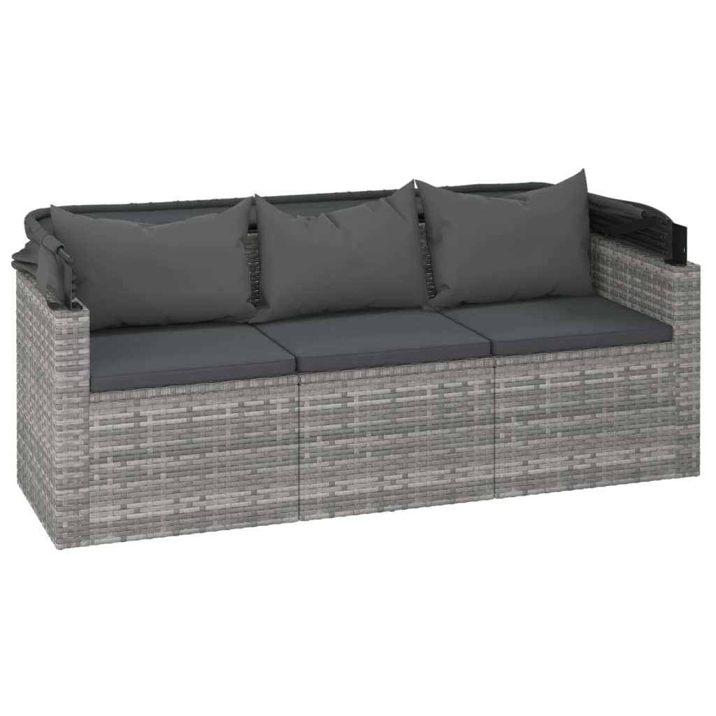 4-dijelni set vrtnih sofa od poliratana s jastucima sivi