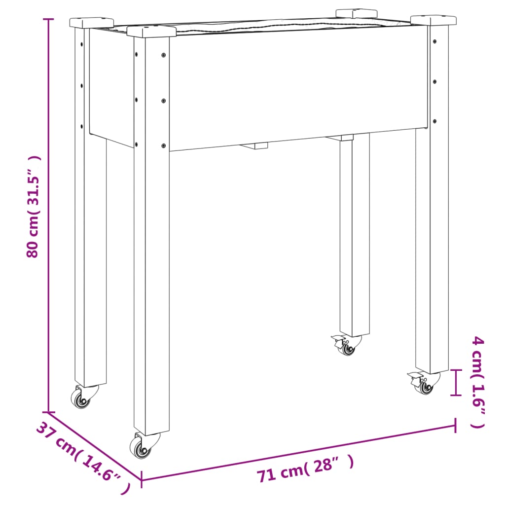 Sadilica s kotačima i oblogom smeđa 71 x 37 x 80 cm od jelovine