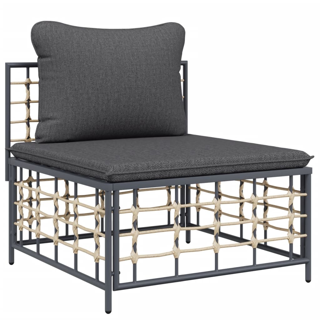 7-dijelna vrtna garnitura od poliratana s jastucima antracit