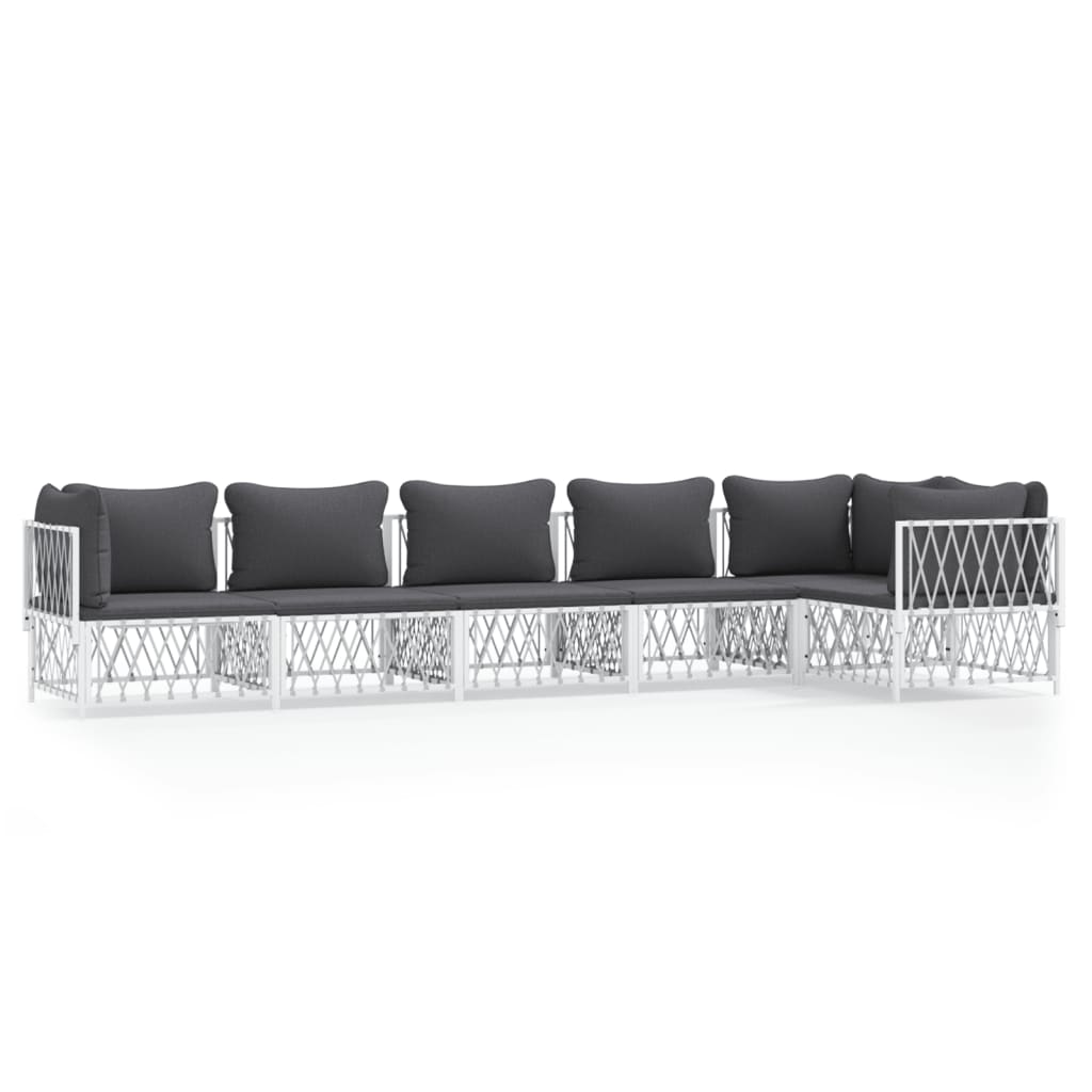 6-dijelna vrtna garnitura s jastucima bijela čelična