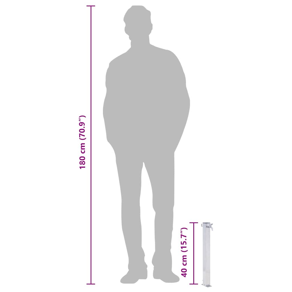 Vrtni stup za vodu 40 cm od nehrđajućeg čelika četvrtasti