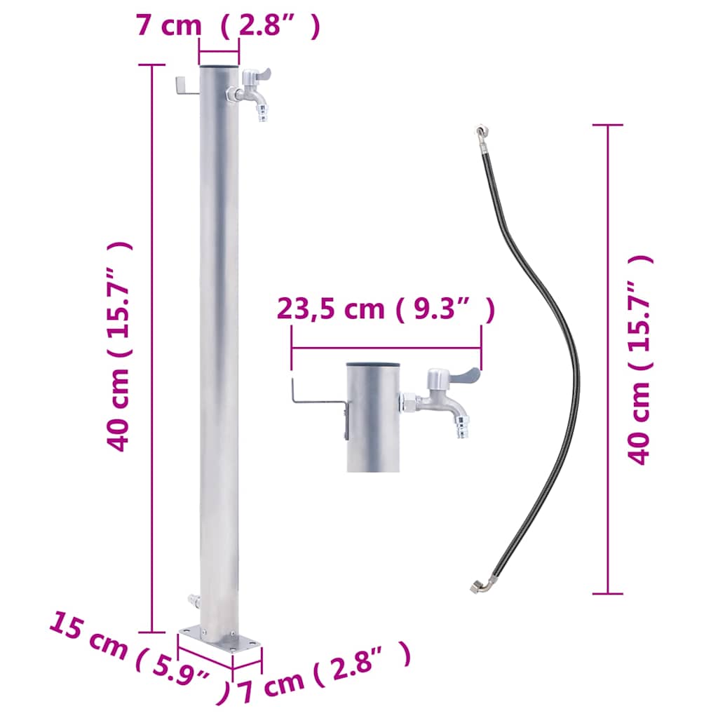 Vrtni stup za vodu 40 cm od nehrđajućeg čelika okrugli
