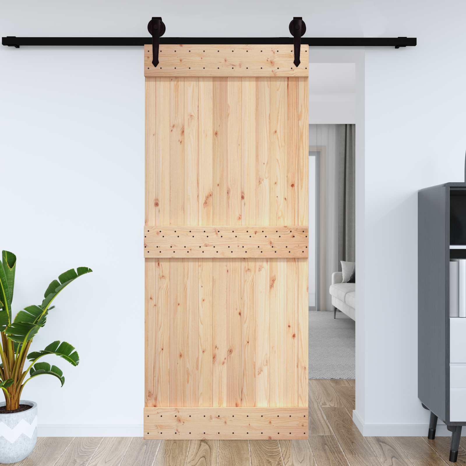 Vrata NARVIK Prirodna 100 x 210 cm Čvrsta borovina