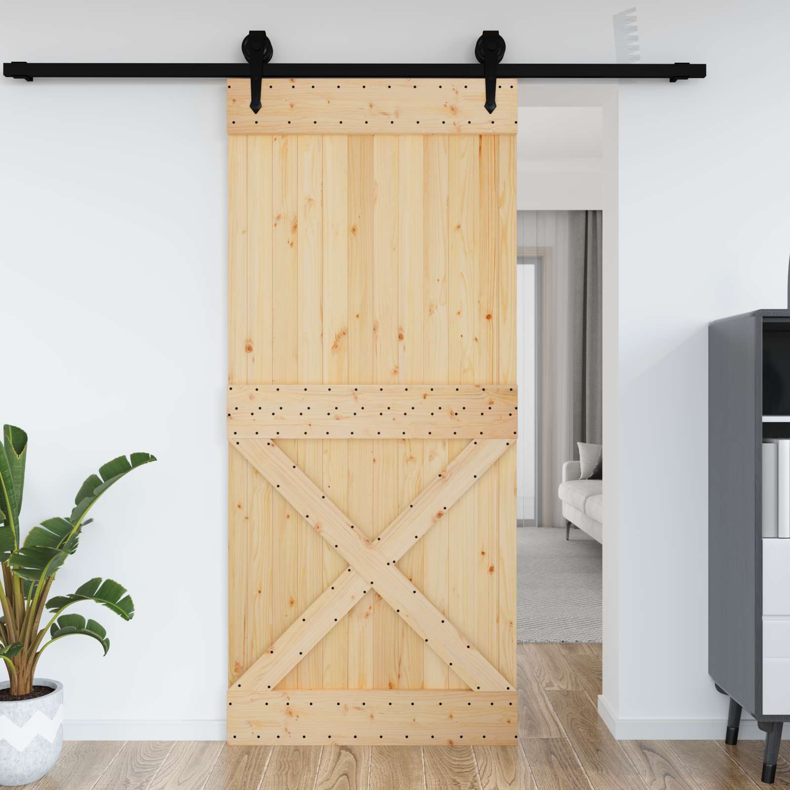 Vrata NARVIK Prirodna 100 x 210 cm Čvrsta borovina