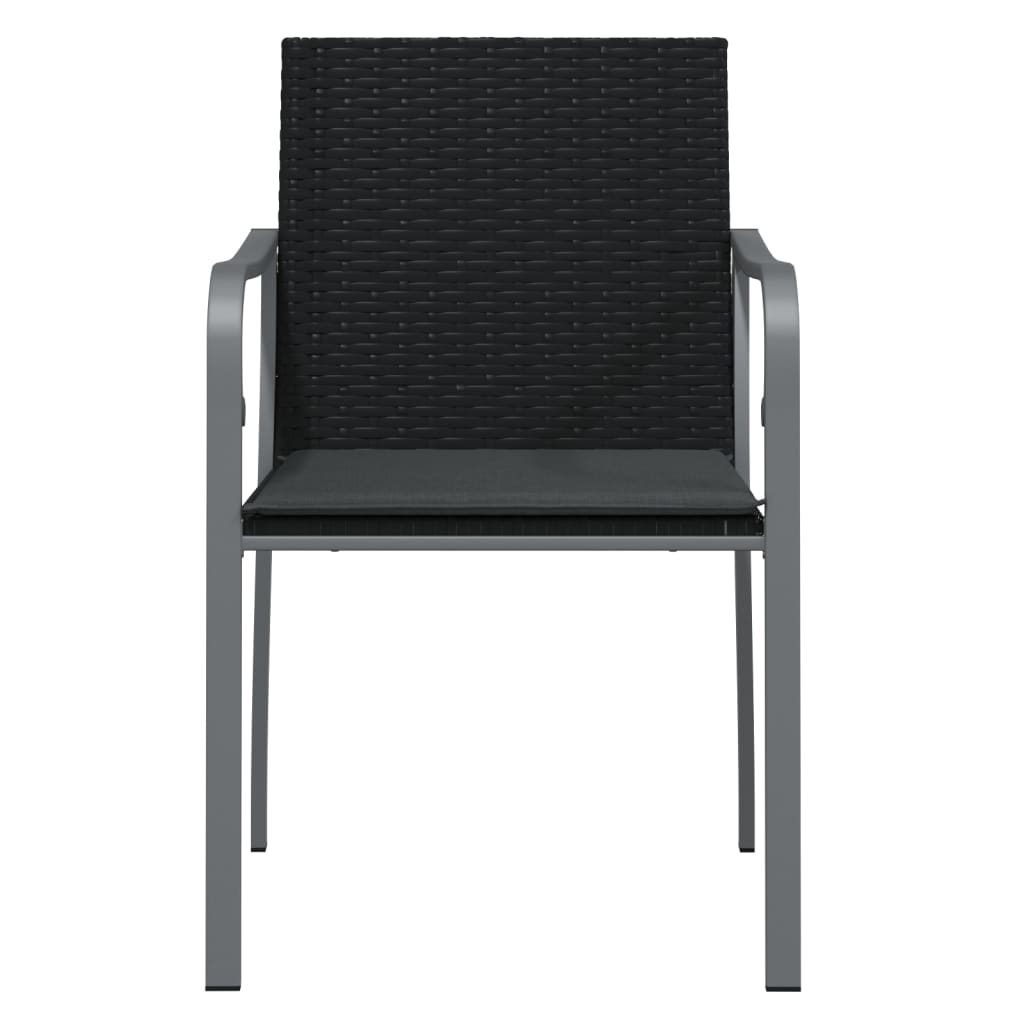 Vrtne stolice s jastucima 6 kom crne 56x59x84 cm od poliratana