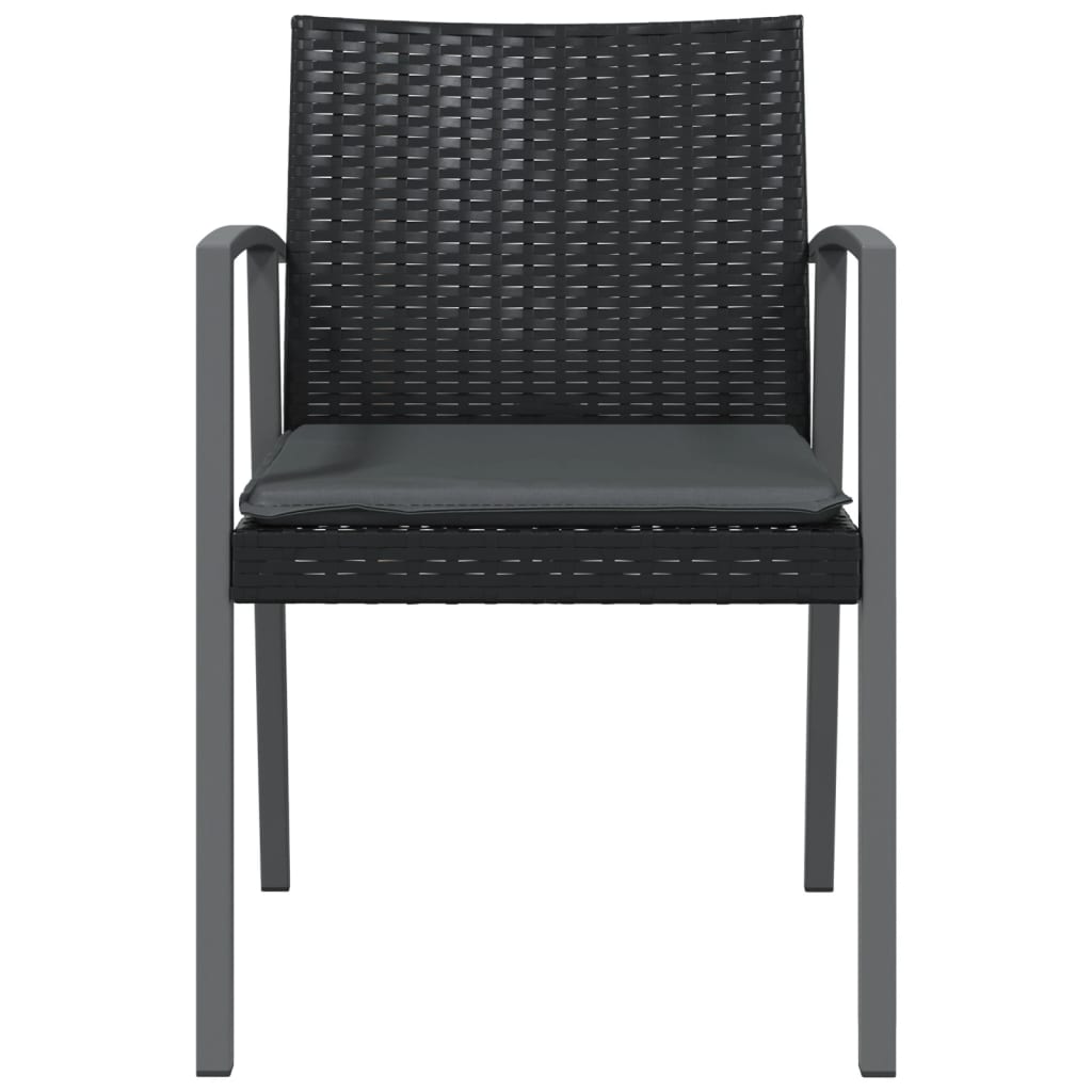 Vrtne stolice s jastucima 4 kom crne 56,5x57x83 cm poliratan