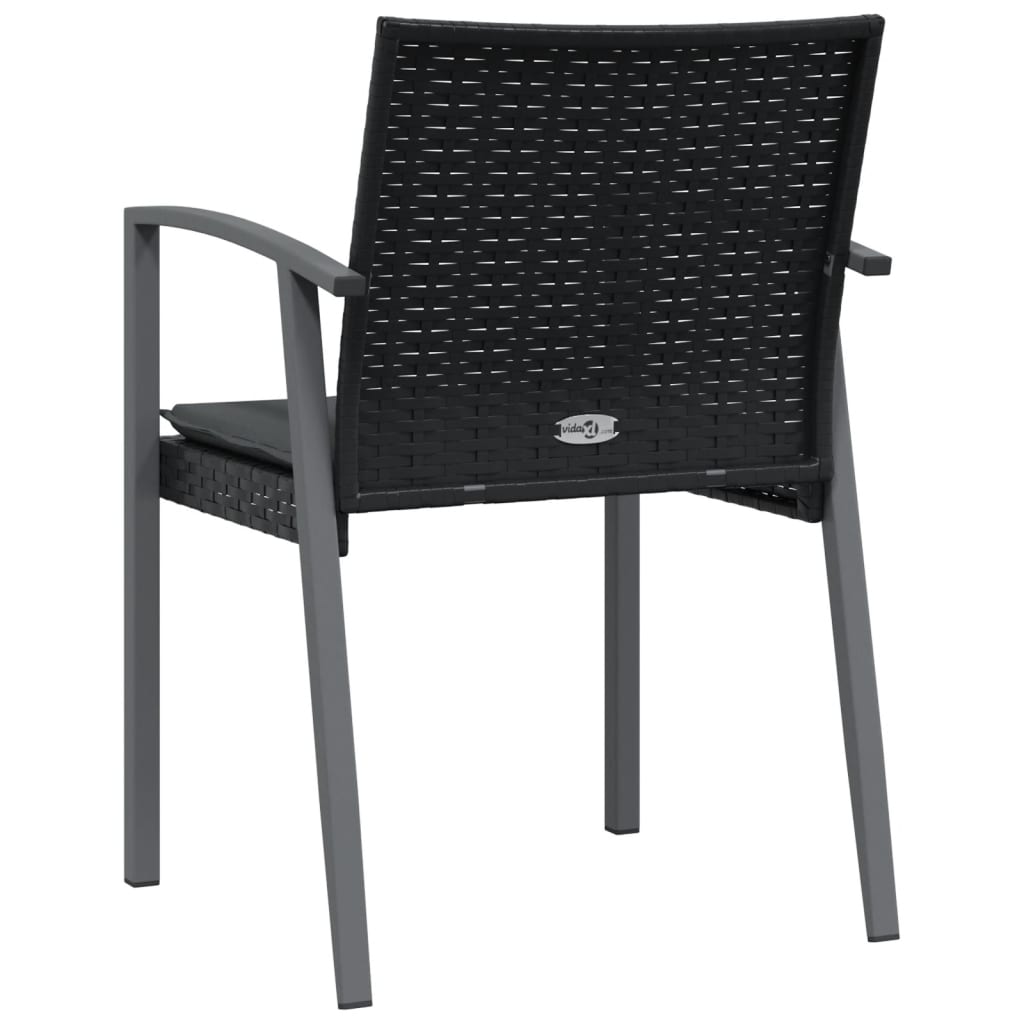 Vrtne stolice s jastucima 4 kom crne 56,5x57x83 cm poliratan