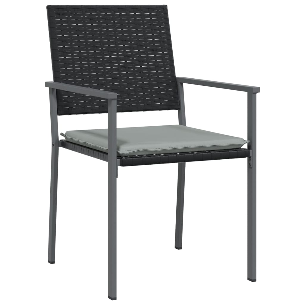 Vrtne stolice s jastucima 4 kom crne 54x62,5x89 cm poliratan