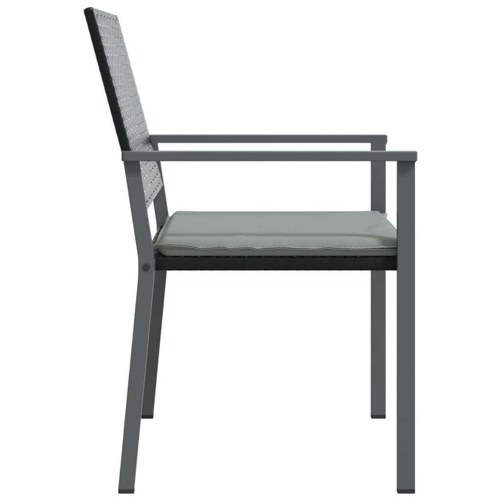 Vrtne stolice s jastucima 4 kom crne 54x62,5x89 cm poliratan