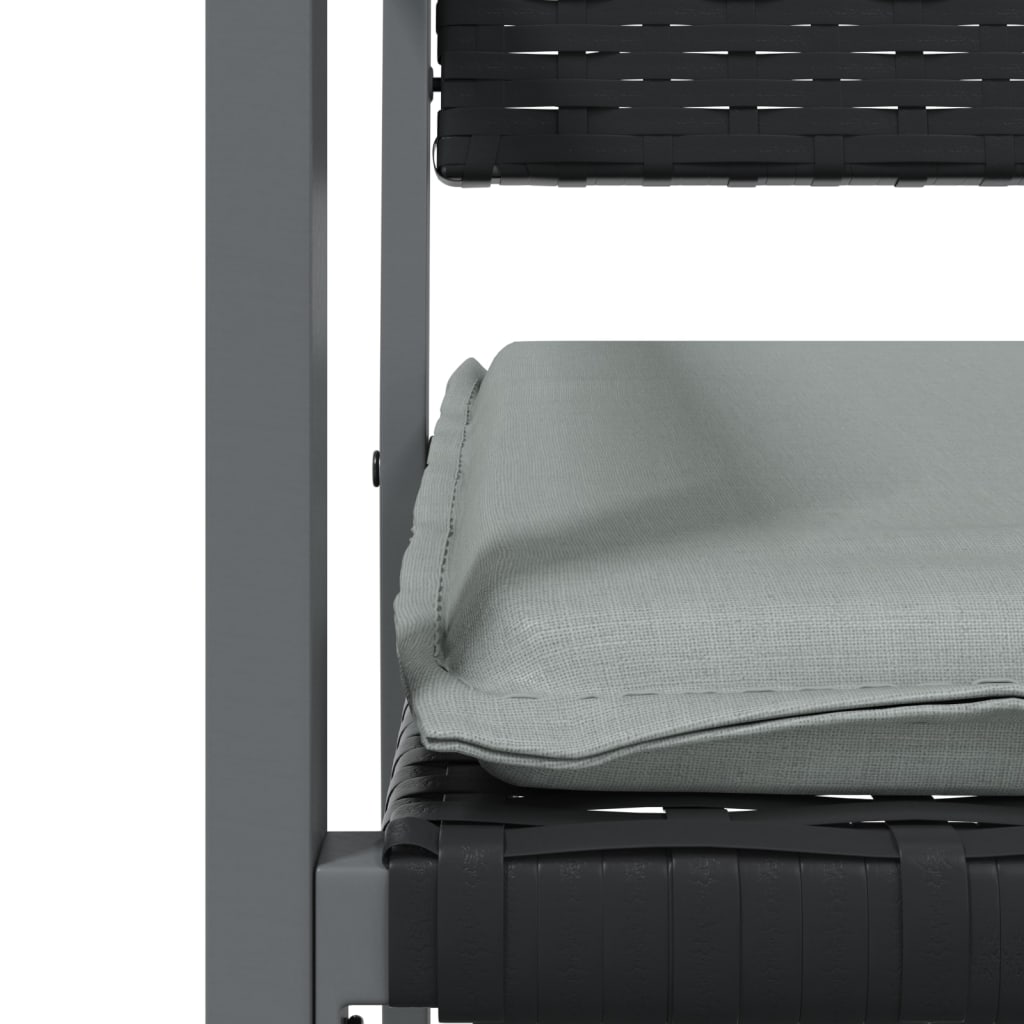 Vrtne stolice s jastucima 4 kom crne 54x62,5x89 cm poliratan