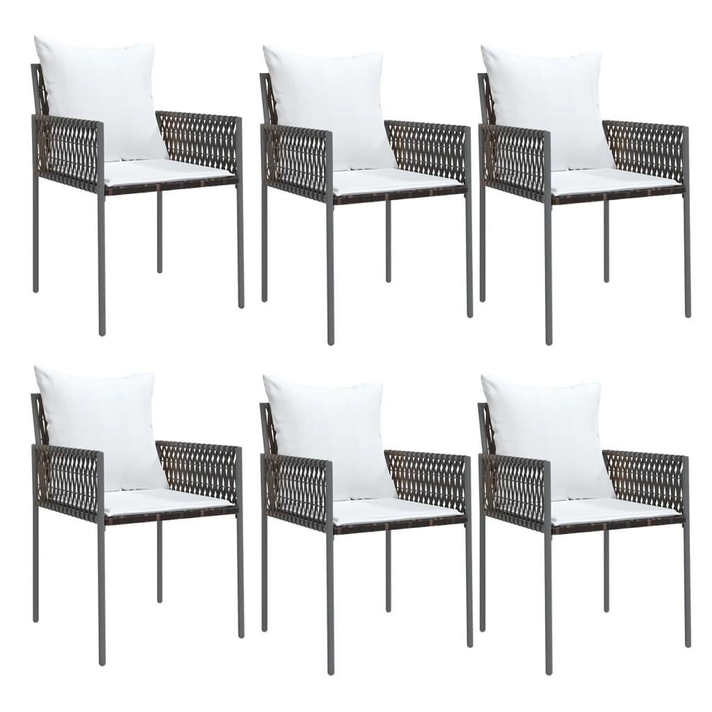 Vrtne stolice s jastucima 6 kom smeđe 54x61x83 cm od poliratana