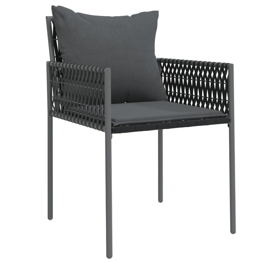 Vrtne stolice s jastucima 4 kom crne 54x61x83 cm od poliratana