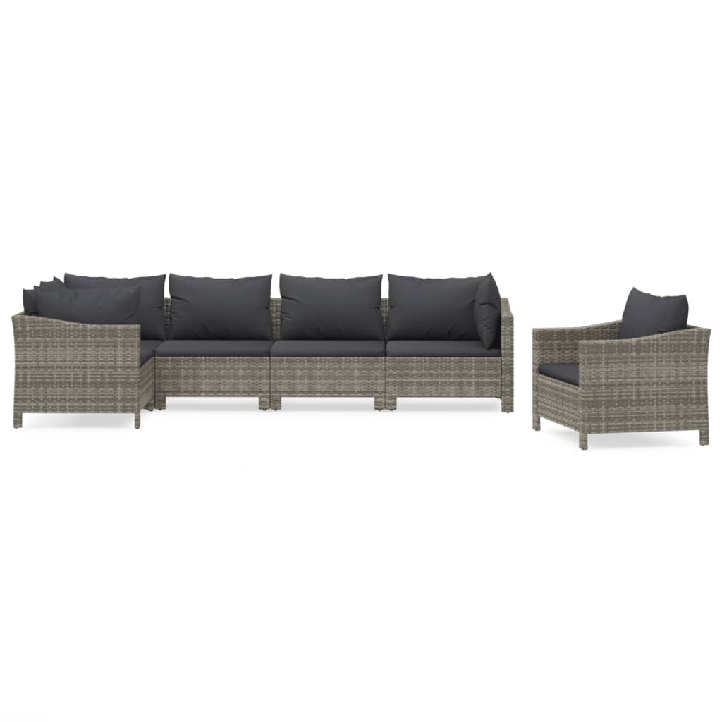 6-dijelna vrtna garnitura od poliratana s jastucima siva