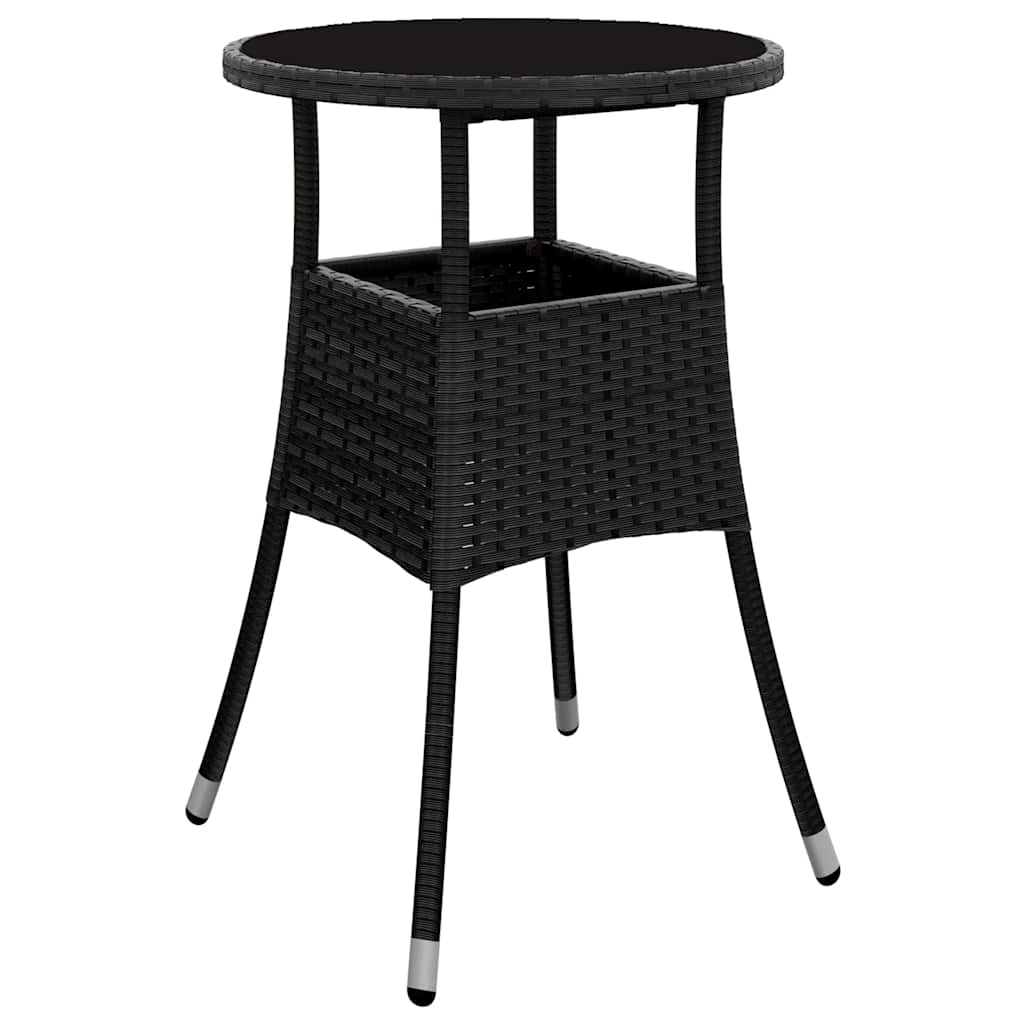 5-dijelni vrtni bistro set od poliratana s jastucima crni