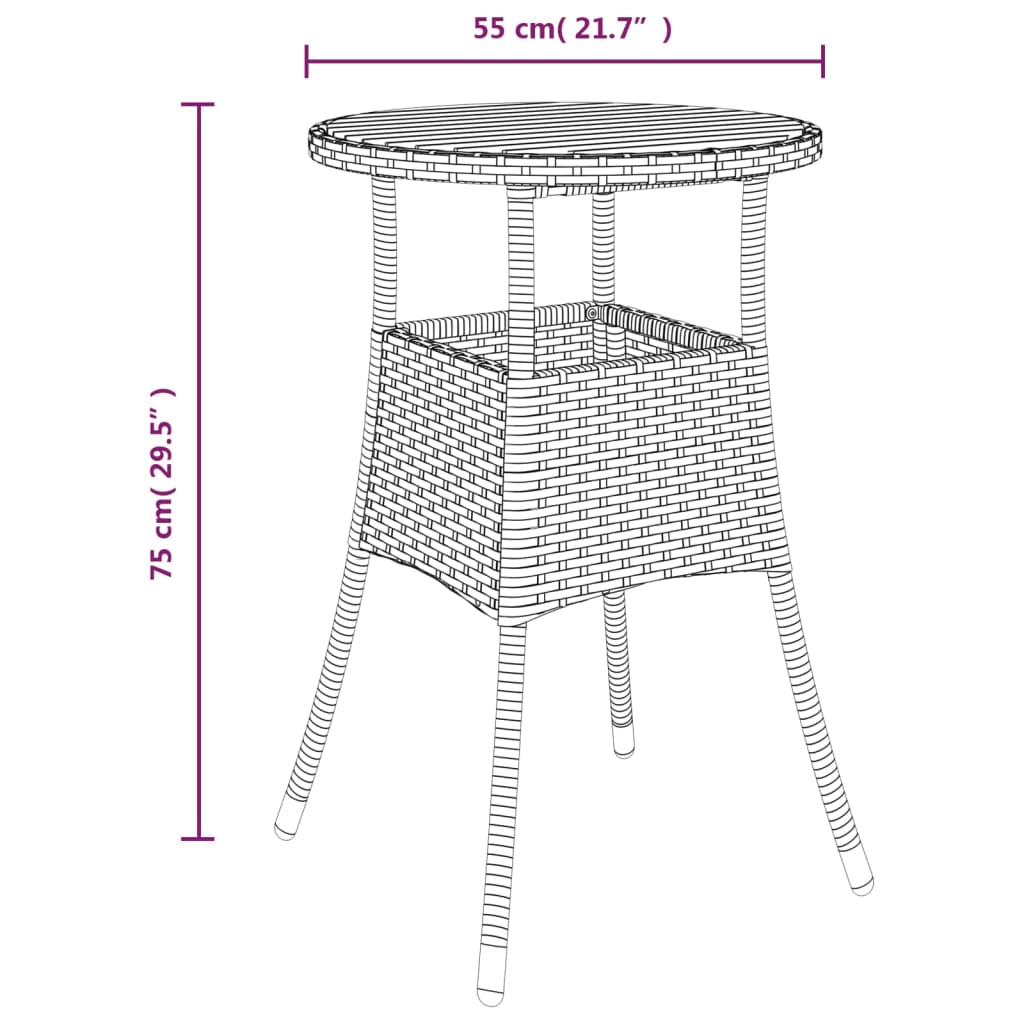 3-dijelni vrtni bistro set od poliratana s jastucima crni