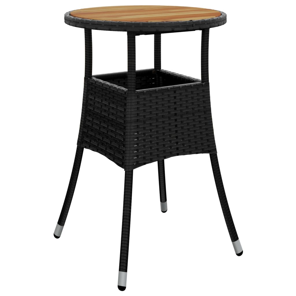 5-dijelni vrtni bistro set od poliratana s jastucima crni