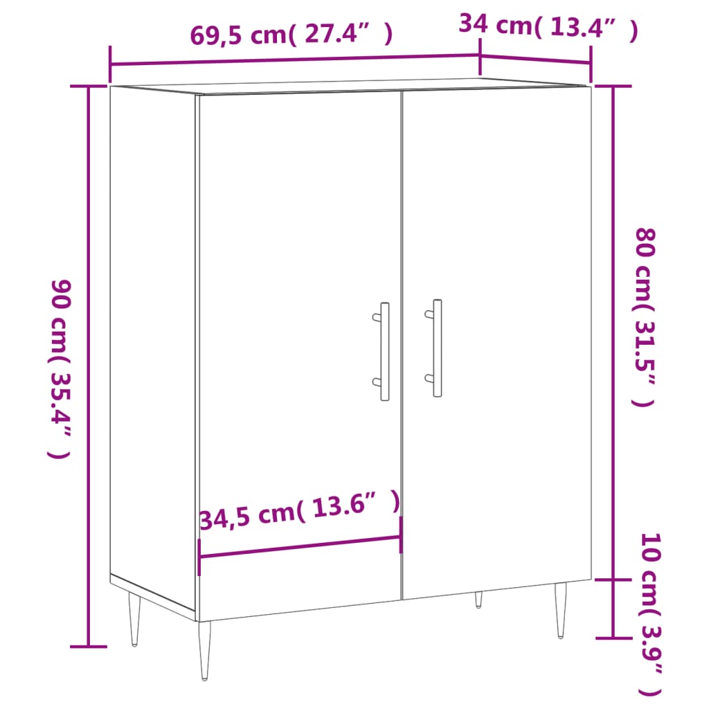 Komoda boja hrasta sonome 69,5x34x90 cm od konstruiranog drva
