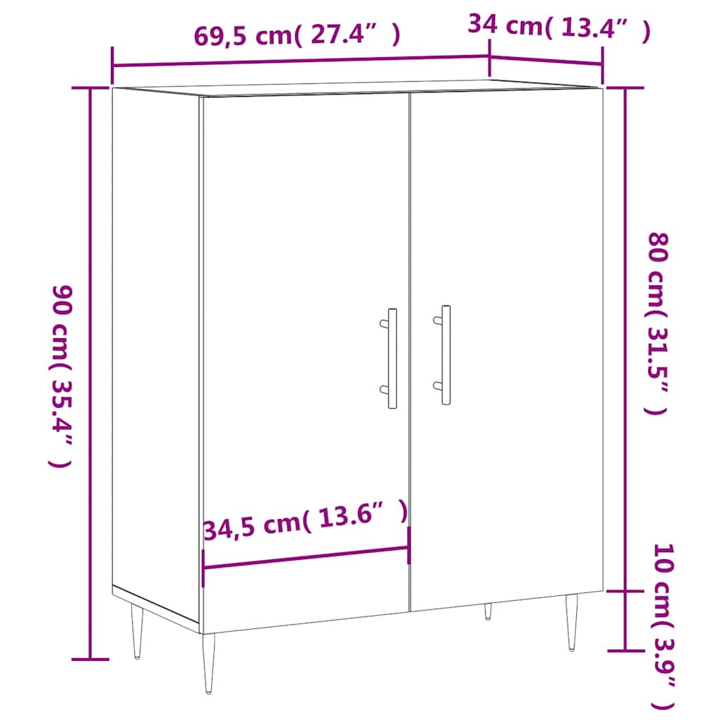 Komoda siva boja betona 69,5x34x90 cm od konstruiranog drva
