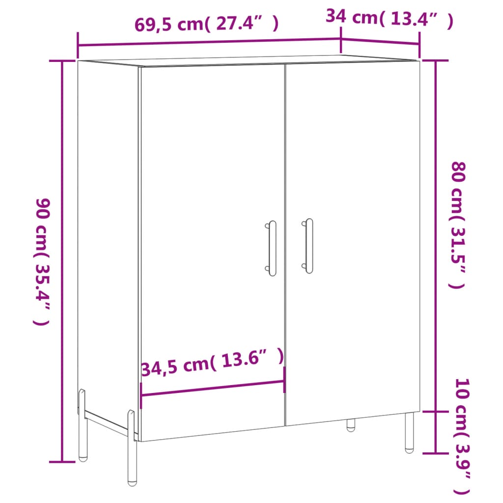 Komoda boja hrasta sonome 69,5 x 34 x 90 cm konstruirano drvo