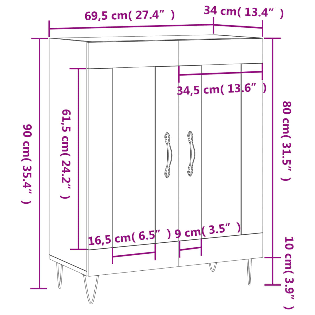 Komoda boja hrasta sonome 69,5 x 34 x 90 cm konstruirano drvo