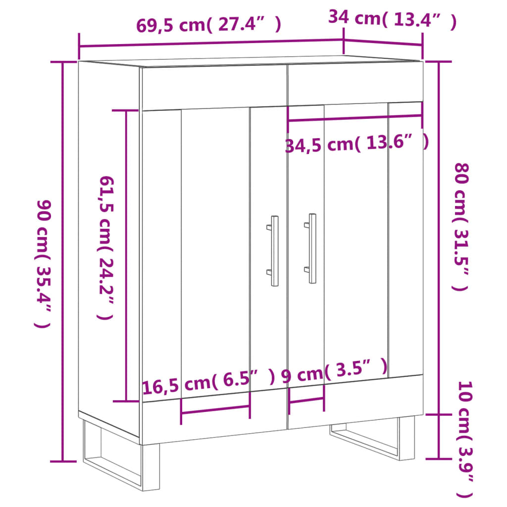 Komoda boja hrasta sonome 69,5x34x90 cm od konstruiranog drva