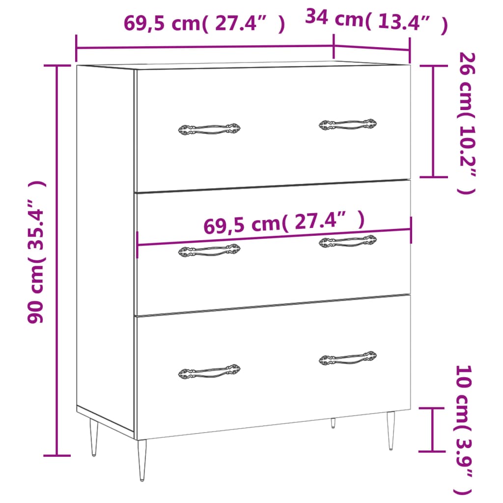 Komoda boja hrasta sonome 69,5 x 34 x 90 cm konstruirano drvo
